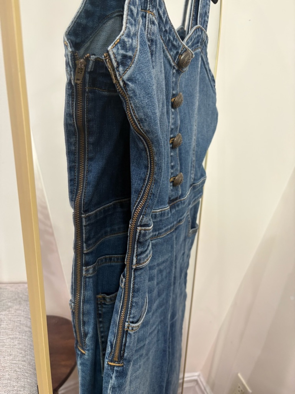 MSRP $395 RAMY BROOK Denim Jumpsuit Overalls - Blue Wide-Leg Jeans - Picture 4 of 8